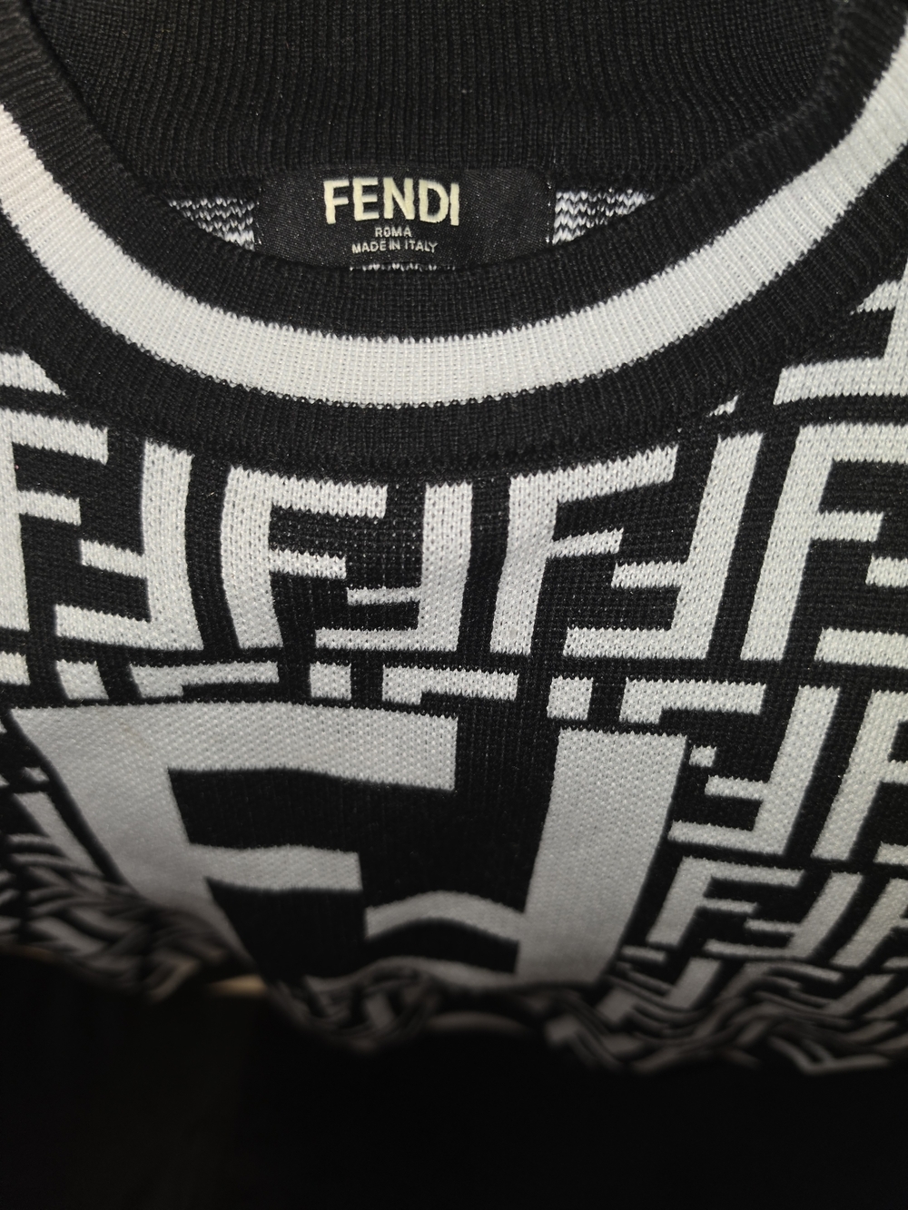 Fendi Black & White Logo Knit Sweater